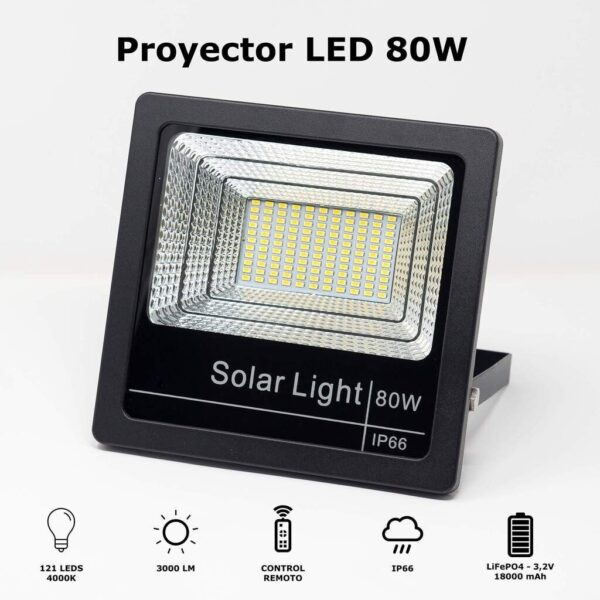 Foco LED solar 40W con placa solar - luz Calida