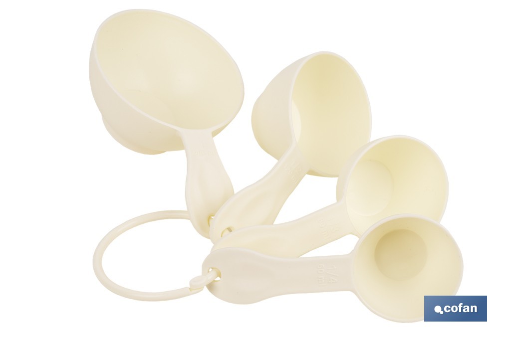 JUEGO DE 4 CUCHARAS MEDIDORAS 60 ML, 80 ML, 120 ML, 240 ML