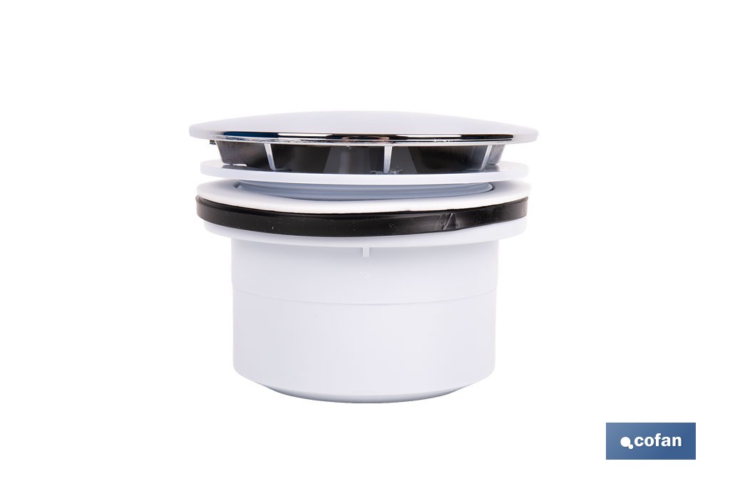 VÁLVULA SIFÓNICA PLATO DE DUCHA Ø90 MM CON SALIDA Ø32-40 MM Y EMBELLECEDOR CROMADO ALTURA 64 MM - Imagen 4