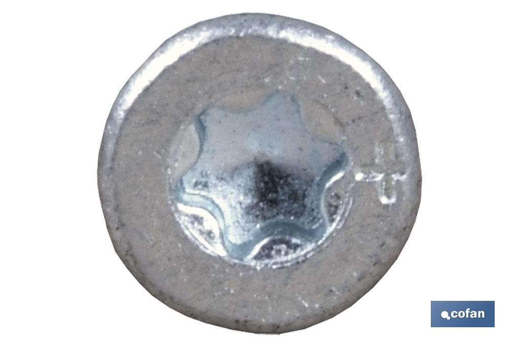 Tornillo de cabeza plana Torx | Anclaje especial para hormigón | Tornillo zincado blanco sin cromo 6 | Disponible en varias medidas - Imagen 2