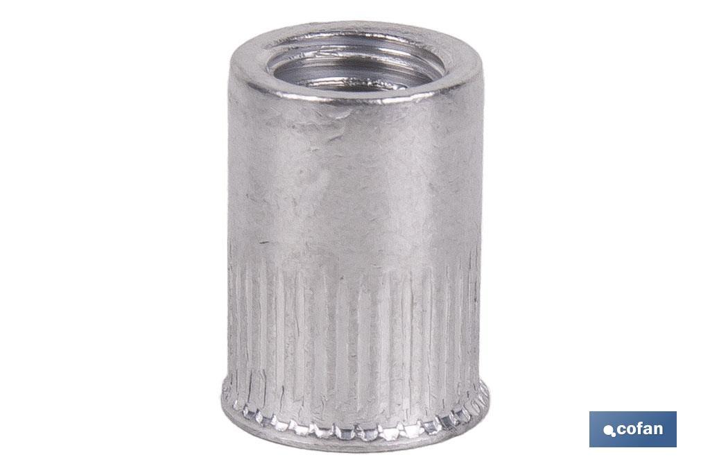 Tuercas Remachables Cilíndricas de Aluminio con Cabeza Reducida | Gran variedad de medidas