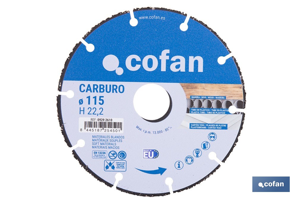 Disco especial carburo materiales blandos