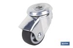 Rueda de goma gris para tornillo pasante | Diámetros desde 30 mm hasta 75 mm | Para pesos desde 25 kg hasta 45 kg