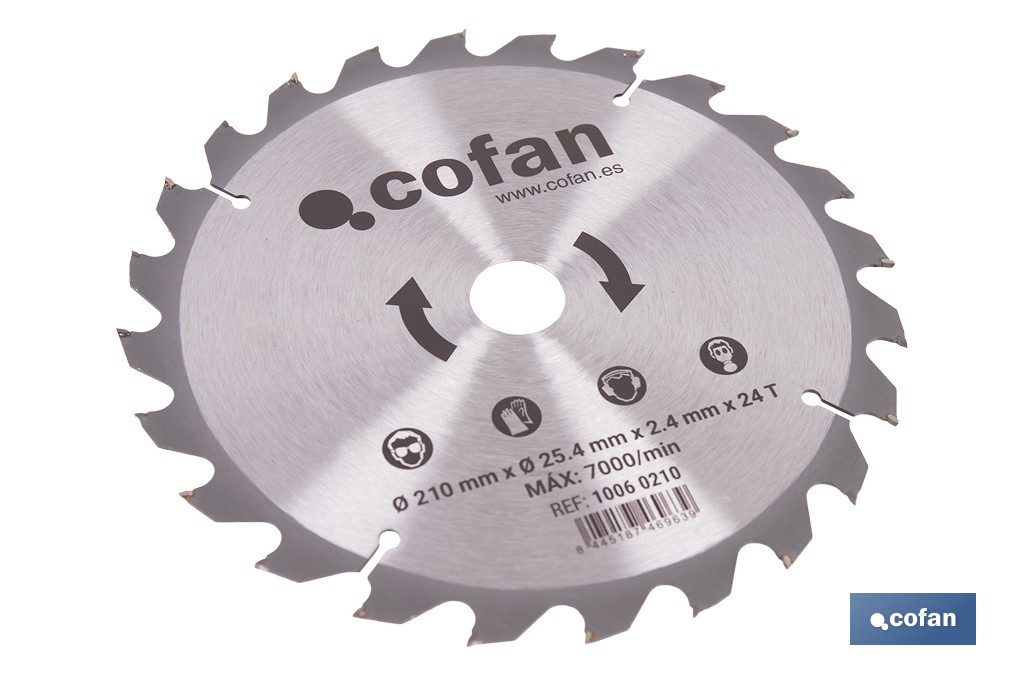 DISCO CORTE PARA MADERA Ø210 MM X 25,4 MM X 2,4 MM, 24 DIENTES - Imagen 3