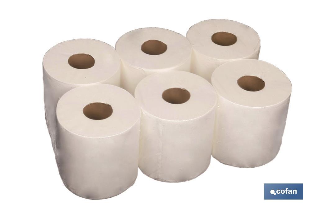 Papel secamanos reciclado | Pack de 6 Rollos | Color a elegir: azul o blanco