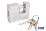 Candado antipalanca Quality Plus de acero macizo cromado | Sistema de seguridad con pasadores | Incluye 3 llaves | Disponible en varias medidas