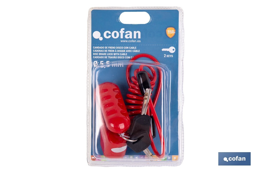 CANDADO DE FRENO DE DISCO BULÓN Ø5,5 MM CON CABLE - Imagen 3