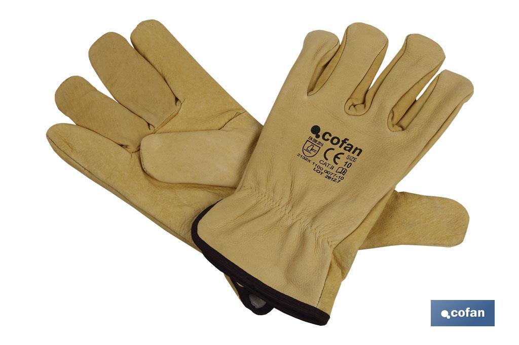 Guantes de piel de vacuno con forro interior | Forro interior de algodón | Resistentes al frío | Seguros y cómodos - Imagen 2