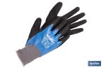 Guantes impregnados de nitrilo sandy de doble capa | Color: azul | Máximo agarre en seco, húmedo y aceitoso | EN 388-2131X | Disponible desde la talla 6 hasta la 11