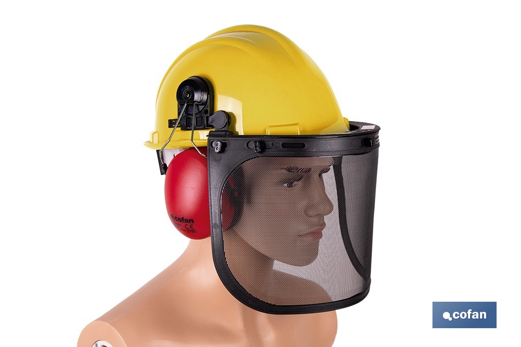 Kit forestal 4 en 1: casco con protección de rostro y oídos. Protección triple certificada.