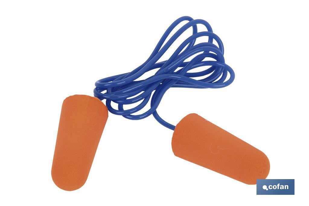 Tapones de Protección Auditiva | Pack de 50 o 10 unidades | Tapones desechables con cuerda en color naranja - Imagen 3