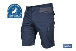 Bermudas de trabajo modelo Tyr en azul marino y gris | Elásticas, ligeras con múltiples bolsillos y protección lumbar| Materiales: 65 % poliéster y 32 % algodón | Disponibles en amplio rango de tallas