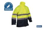 Chaqueta de lluvia de alta visibilidad con cierre de cremallera | Color: amarillo y azul | Disponible desde la talla S hasta la XXXL