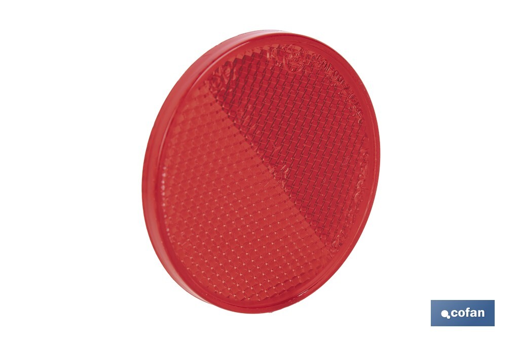 Catadióptricos redondos con adhesivo para fijar en vehículos | 3 Colores: rojo, ámbar y blanco | Diámetro: 60 mm