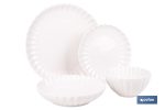VAJILLA DE PORCELANA EN RELIEVE COLOR BLANCO ESMALTADO 16 PIEZAS