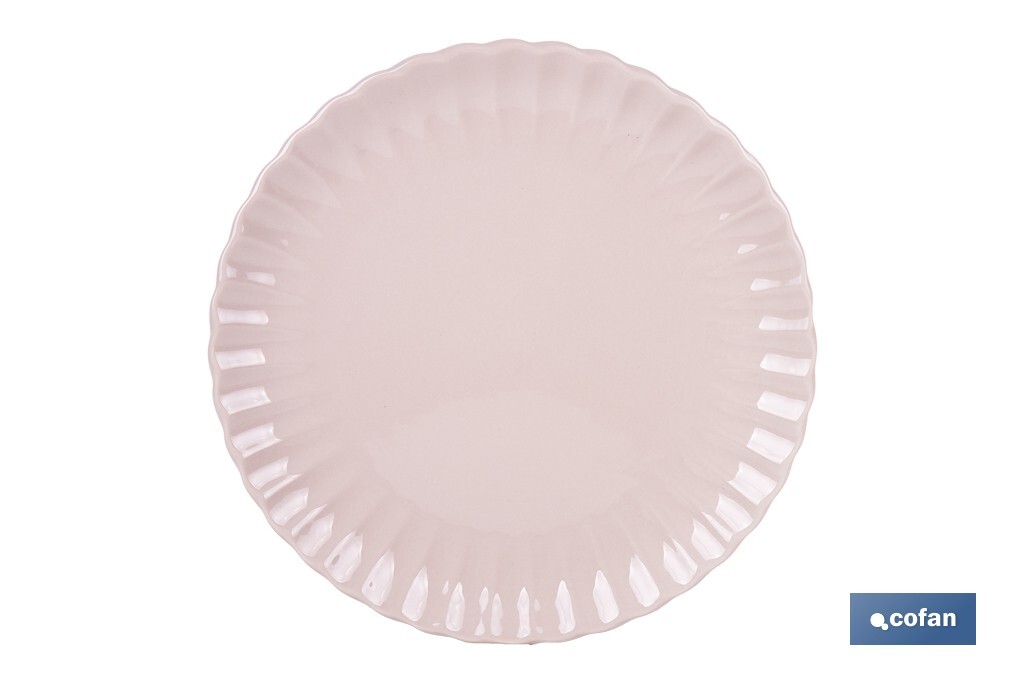 VAJILLA DE PORCELANA EN RELIEVE COLOR ROSA NUDE ESMALTADO 16 PIEZAS - Imagen 2