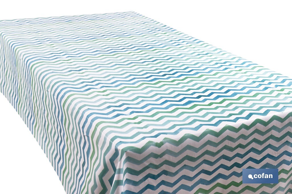 ROLLO MANTEL ANTIMANCHAS 1,40 x 25m 50% ALG/50% PVC.RAYADO