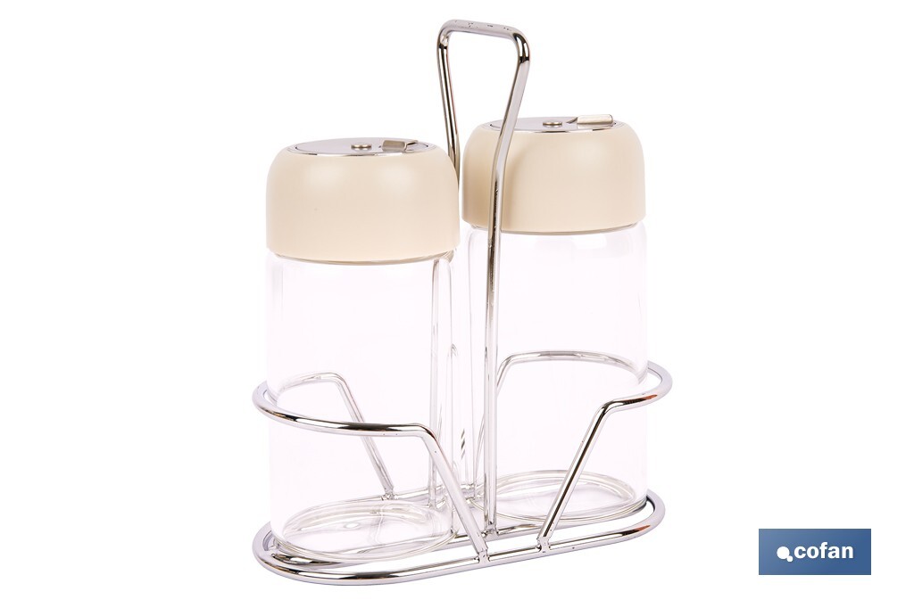 SET DE SALERO Y PIMENTERO GAMA LAUREL COLOR BEIGE - Imagen 2