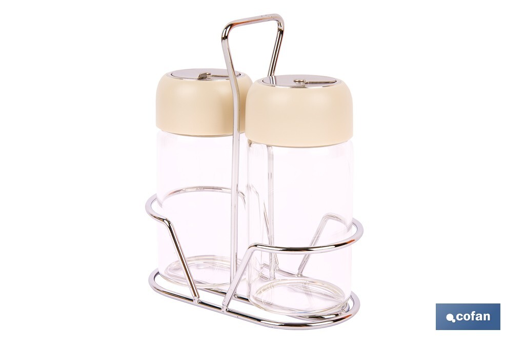 SET DE SALERO Y PIMENTERO GAMA LAUREL COLOR BEIGE - Imagen 3