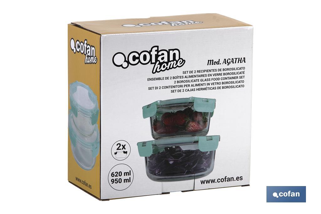 SET DE 2 RECIPIENTES DE BOROSILICATO MODELO AGATHA 620 ML - 950ML - Imagen 4