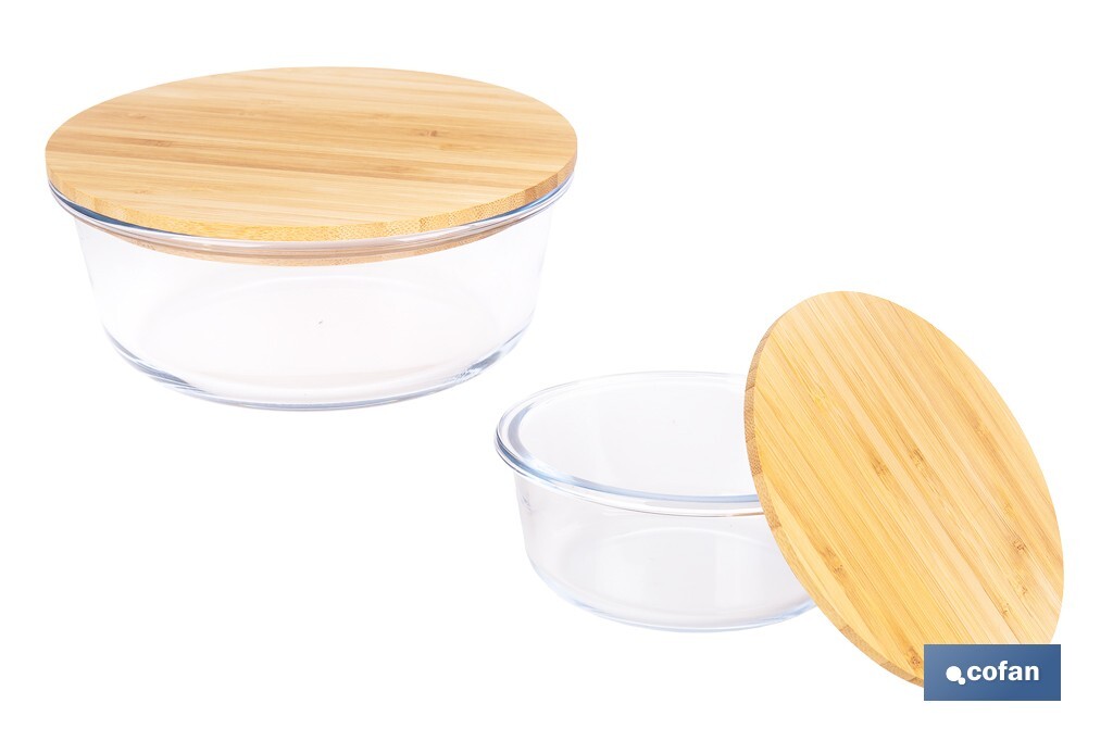 SET DE 2 RECIPIENTES DE BOROSILICATO CON TAPA DE BAMBÚ MODELO PANDA 620 ML - 950 ML - Imagen 4