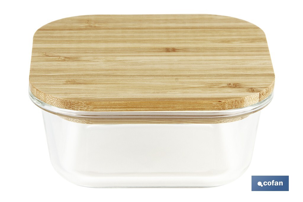 SET DE 2 RECIPIENTES DE BOROSILICATO CON TAPA DE BAMBÚ MODELO PANDA 520 ML - 800 ML - Imagen 3
