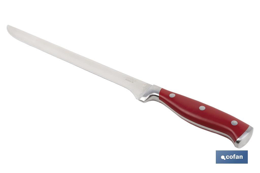 CUCHILLO JAMONERO/SALMONERO HOJA 25cm MODELO AGUACEJO ROJO - Imagen 2