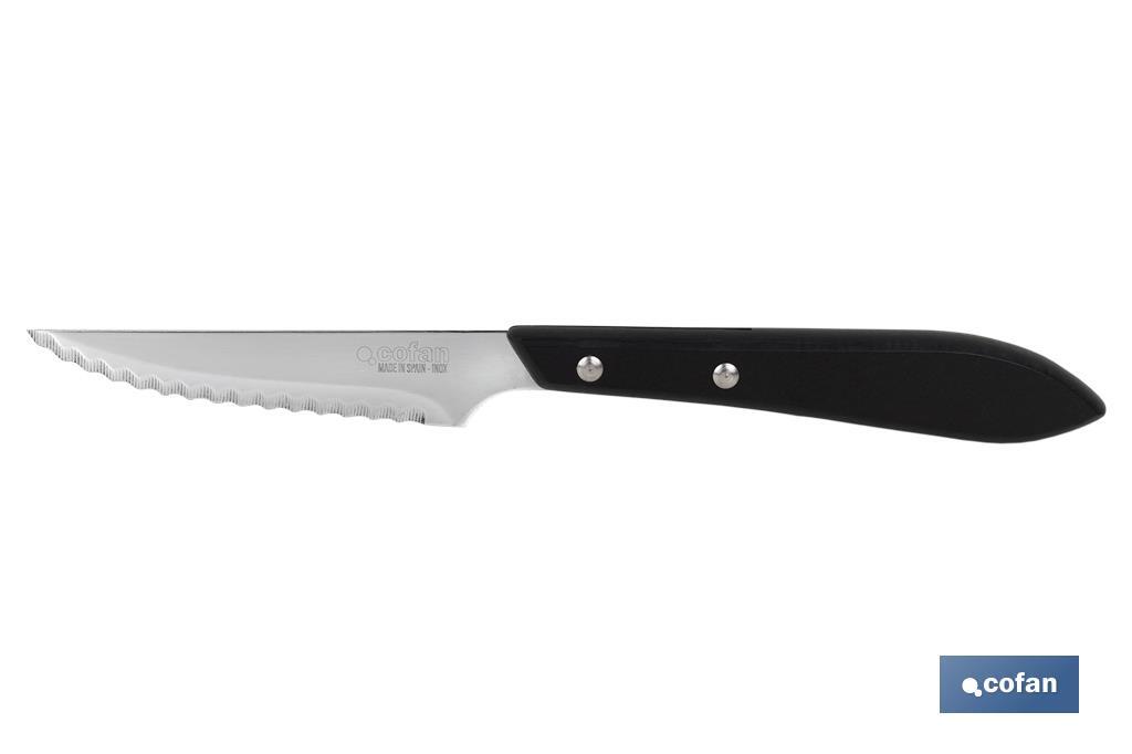 PACK 3 CUCHILLO CHULETERO MICRODENTADO HOJA 10cm MODELO GULASH NEGRO