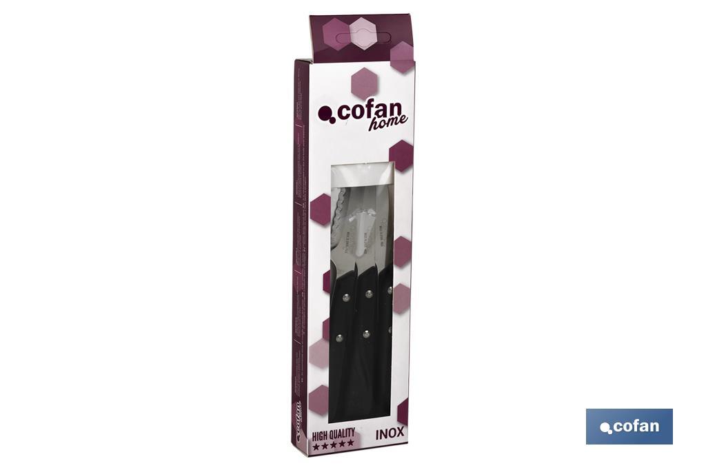 PACK 3 CUCHILLO CHULETERO MICRODENTADO HOJA 10cm MODELO GULASH NEGRO - Imagen 2