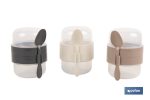 SET DE 3 RECIPIENTES CON TAPA, CUCHARA Y COMPARTIMIENTO INTERIOR 200ML+200ML