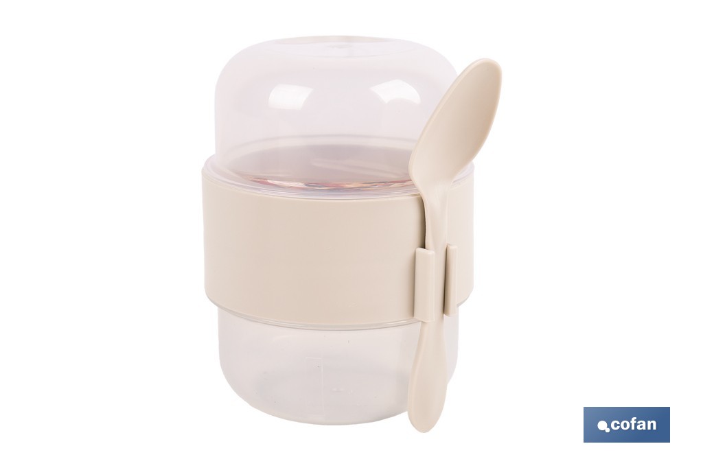SET DE 3 RECIPIENTES CON TAPA, CUCHARA Y COMPARTIMIENTO INTERIOR 200ML+200ML - Imagen 2