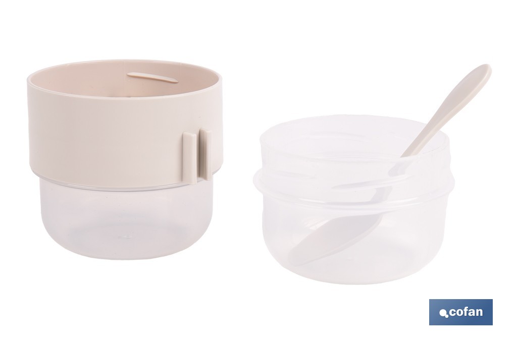 SET DE 3 RECIPIENTES CON TAPA, CUCHARA Y COMPARTIMIENTO INTERIOR 200ML+200ML - Imagen 3