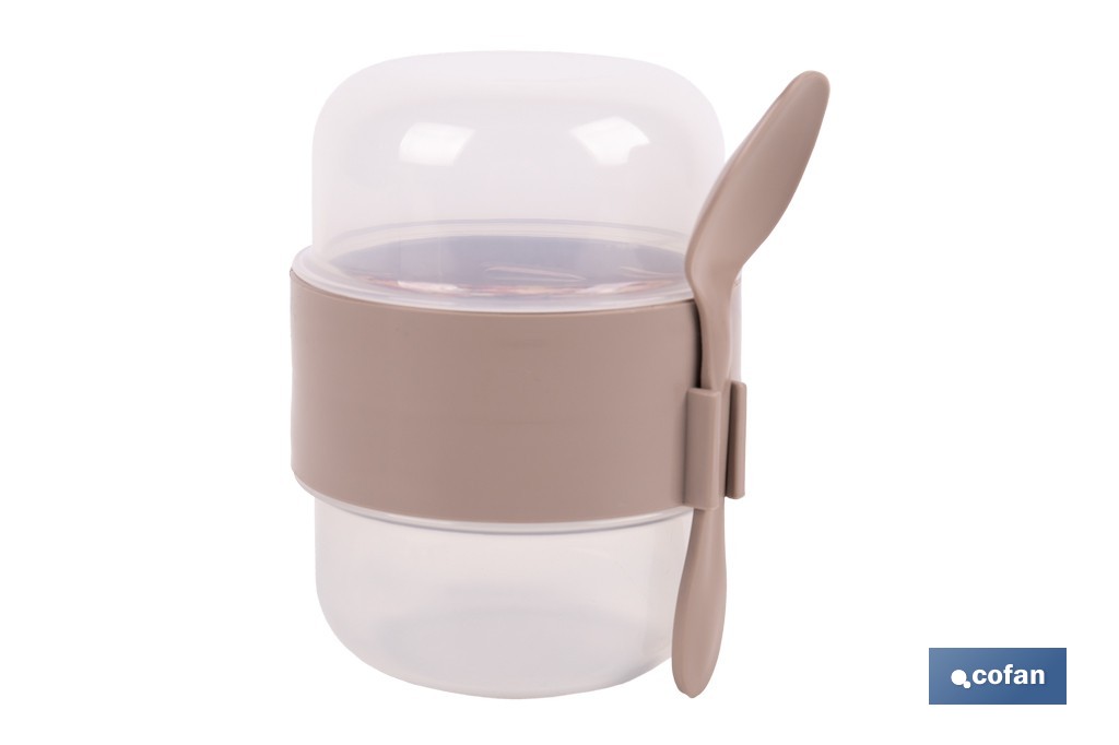 SET DE 3 RECIPIENTES CON TAPA, CUCHARA Y COMPARTIMIENTO INTERIOR 200ML+200ML - Imagen 4