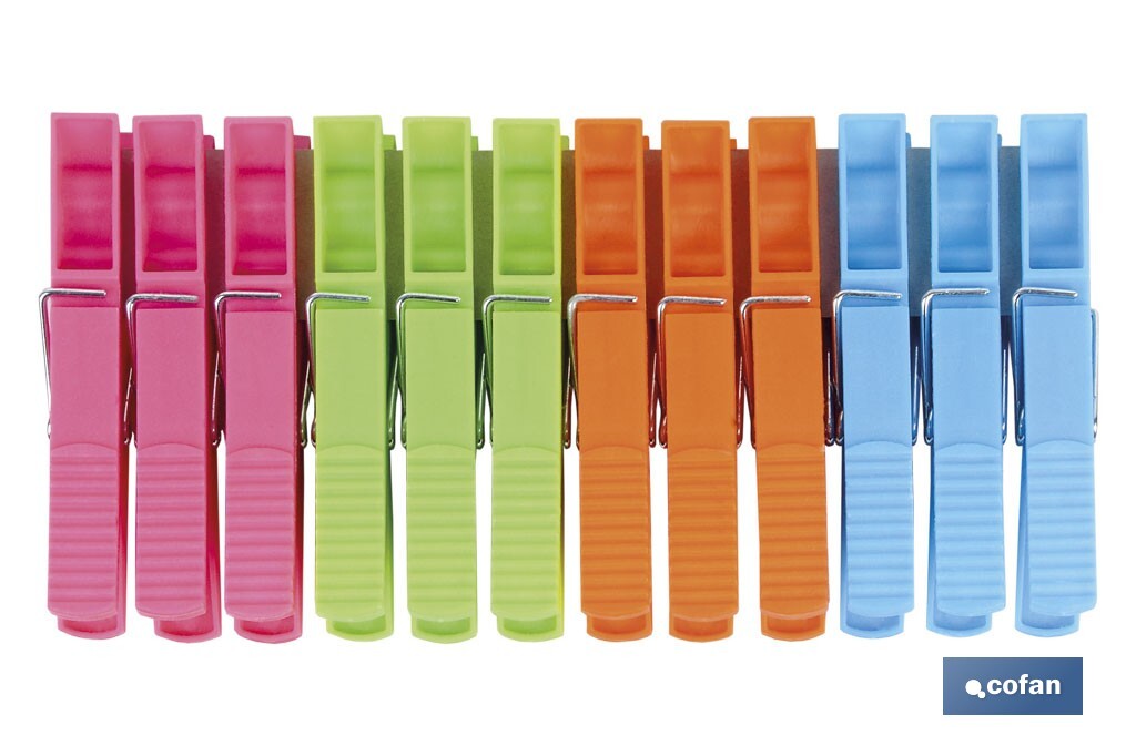 PACK 12 UDS PINZAS PLÁSTICO GRANDES 9cm - Imagen 2