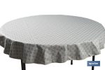 Mantel redondo antimanchas confeccionado en Jacquard con tejido resinado | Diseño de arcos verdes | Materiales: 50% algodón y 50% poliéster | Diferentes medidas