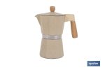 Cafetera italiana inducción | Capacidad: 6 tazas | Cuerpo de aluminio | Mangos de madera | Apta para todo tipo de fuegos | Disponible en diferentes colores
