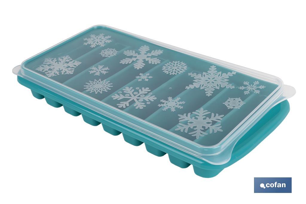 Cubitera de Hielo Rectangular con Tapa | Color Turquesa | Medida: 12,5 x 26 x 4 cm - Imagen 2