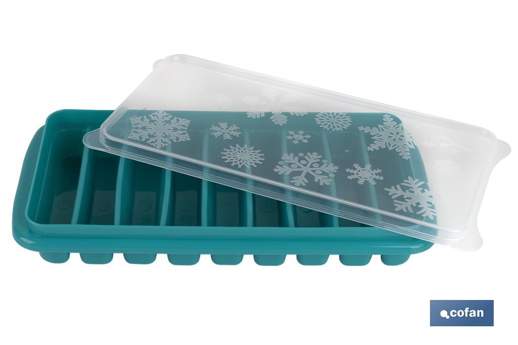 Cubitera de Hielo Rectangular con Tapa | Color Turquesa | Medida: 12,5 x 26 x 4 cm - Imagen 3