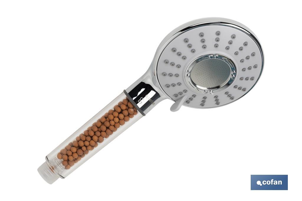 MANGO DE DUCHA IÓNICA CON ESFERAS MINERALES TRES FUNCIONES MODELO SPA - Imagen 3