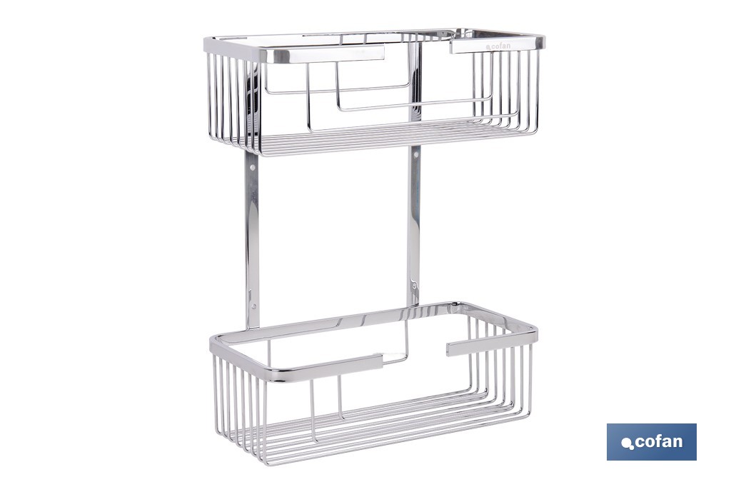 Cesta de ducha doble para baño | Organizador daño con fijación a pared | Disponible en 2 acabados