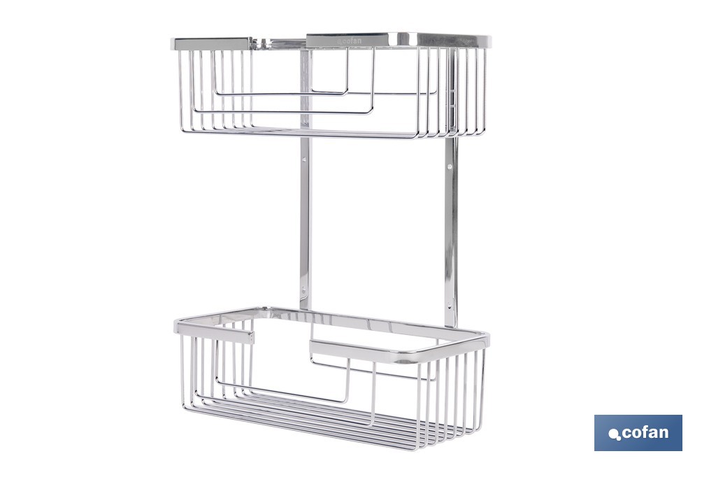 Cesta de ducha doble para baño | Organizador daño con fijación a pared | Disponible en 2 acabados - Imagen 3
