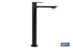 GRIFO ALTO MONOMANDO PARA LAVABO NEGRO MATE MODELO KERCH 25mm