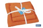 JUEGO DE 3 TOALLAS NARANJA 580 G/M2 GAMA AMANECER 30X50 50X100 70X140 CM