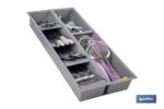 ORGANIZADOR PARA CAJÓN CON SEPARADORES DE COLOR GRIS 20 X 45 X 6,5 CM