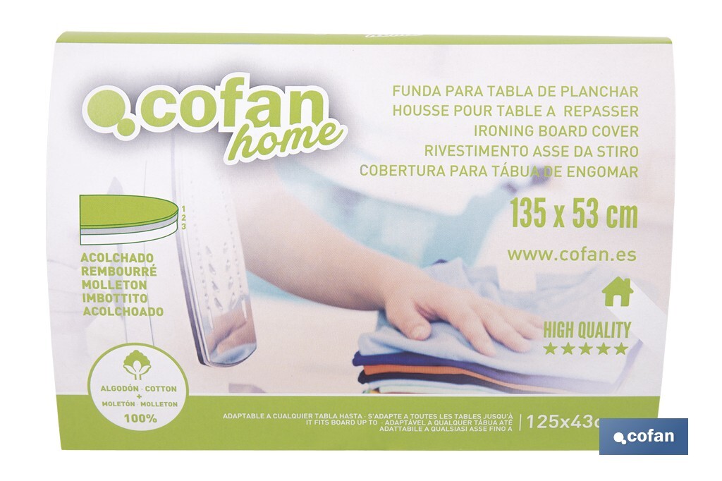 FUNDA ACOLCHADA PARA TABLA DE PLANCHAR 135 X 53 CM LUNARES - Imagen 4