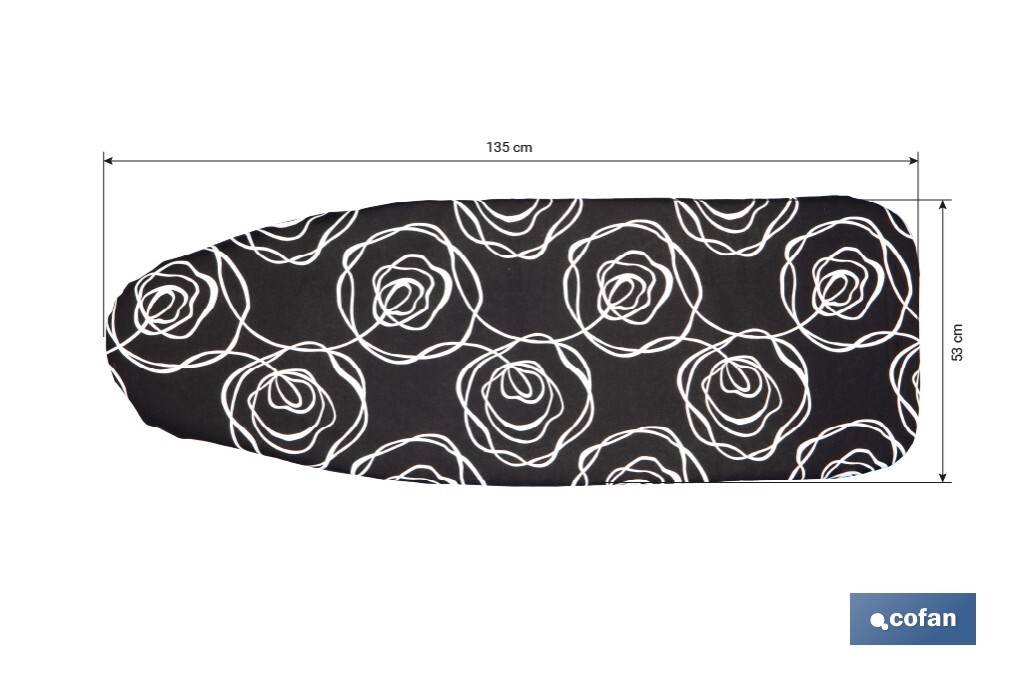 FUNDA ACOLCHADA PARA TABLA DE PLANCHAR 135 X 53 CM ROSAS NEGRAS - Imagen 4