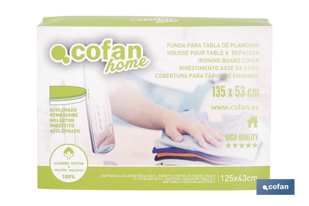 FUNDA ACOLCHADA PARA TABLA DE PLANCHAR 135 x 53 CM RAMAS VERDES - Imagen 4