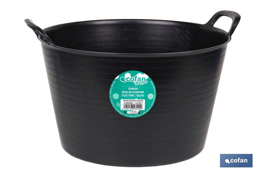 CAPAZO NEGRO RECICLADO 56 L 59,5 X 52,5 X 38 CM VENTA UNITARIA - Imagen 3