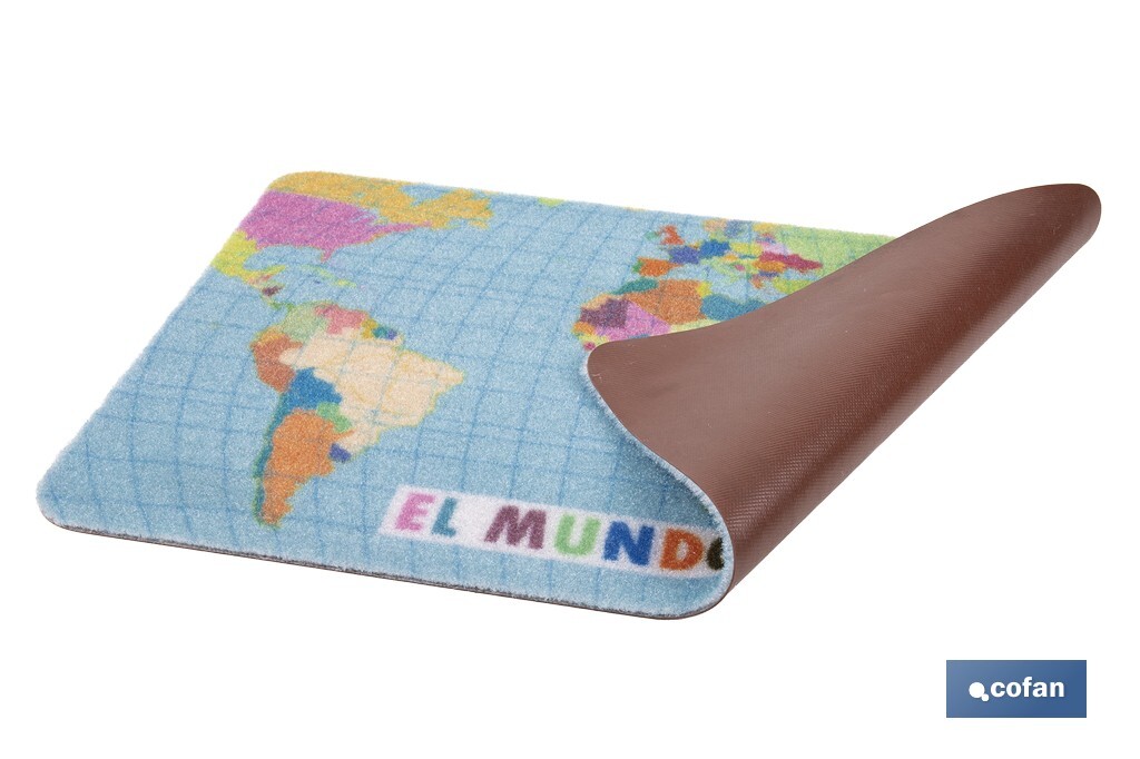 FELPUDO CON ESTAMPADO DIGITAL EL MUNDO 40 X 60 CM - Imagen 4