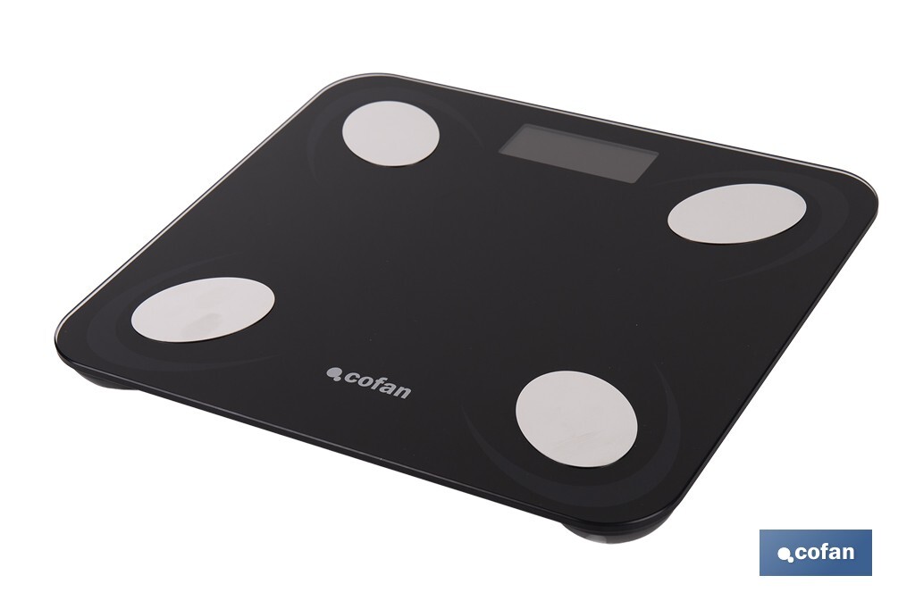 BÁSCULA DE BAÑO DIGITAL NEGRA CON PANTALLA LCD, USB Y MEDICIÓN IMC DE GRASA VISCERAL 30 X 26,5 X 2,2 CM - Imagen 3